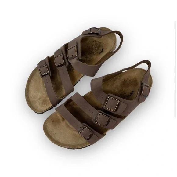 Birkenstock Birkis Canberra Brown 3 Strap Comfort Leather Sandals Women’s Size 9 - Picture 2 of 9
